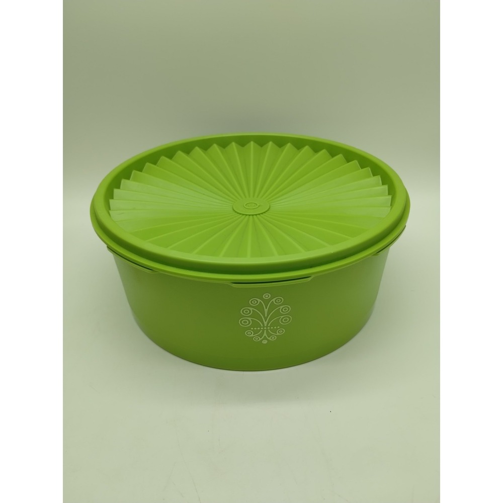 Vintage Tupperware Orange Servalier Canister 1204-5* 8 Cup & Sunburst Lid 1205-7